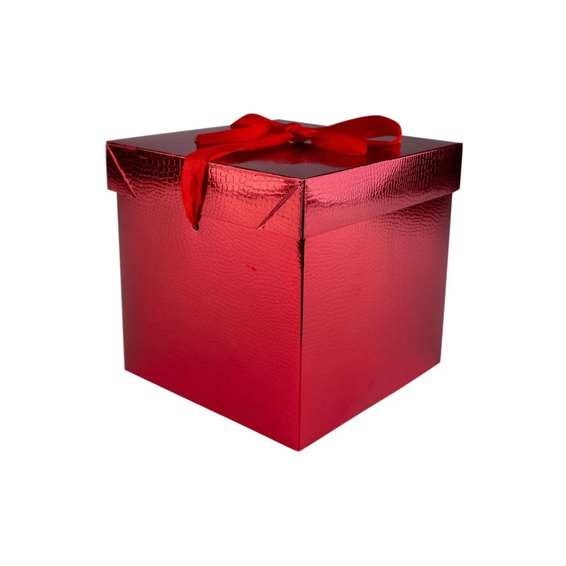 Röd veckbar presentpåse 30 x 30 cm