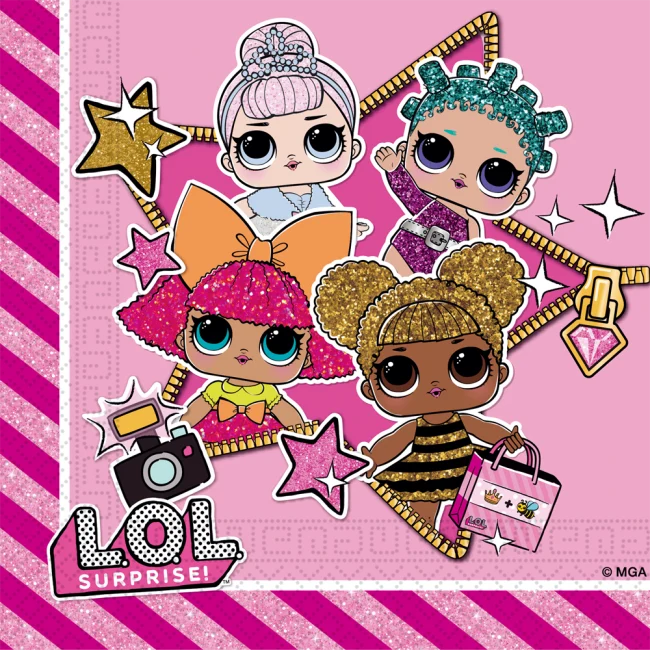 20 Two-Ply Paper Napkins 33x33cm - LOL Glitterati Metallic