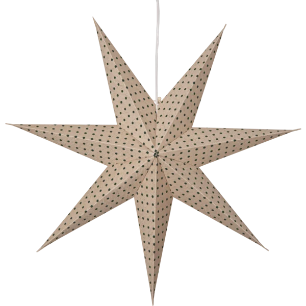Adventsstjärna Pappersstjärna Cotton prickar 60 cm grön/beige