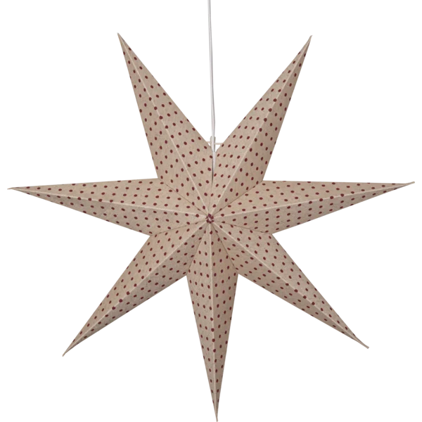 Adventsstjärna Pappersstjärna Cotton prickar 60 cm röd/beige