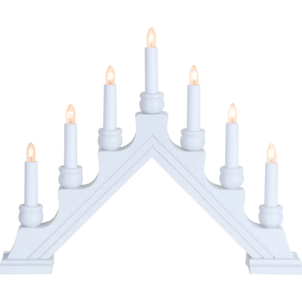 Adventsljusstake 7-armad träljusstake vit