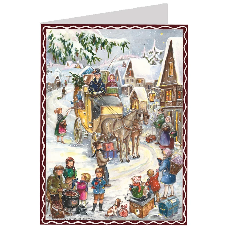 Postcard Advent calendar “Hurray, the Carriage Is Coming”