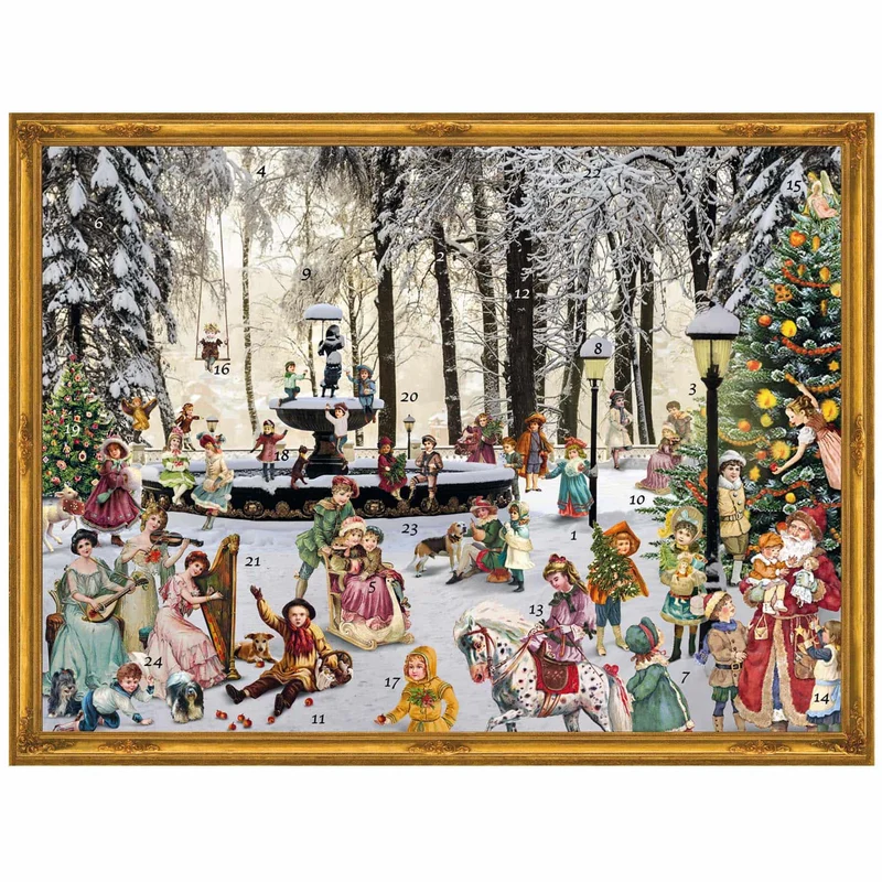 Victorian Advent calendar “Snow-Covered Fountain”