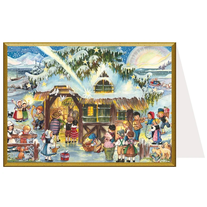 Christmas card “Bustle at the Stable”