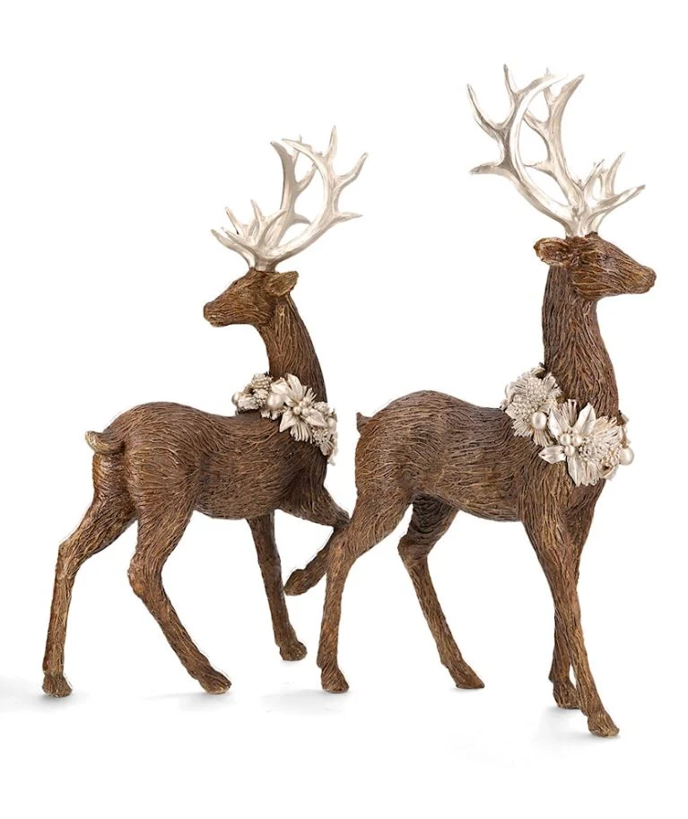 Dekoration Hjort Med Guldkrans 2-pack Mix 46 cm