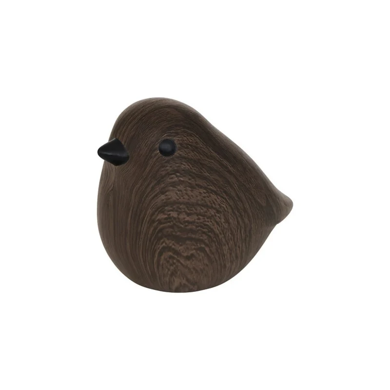 Dekorfågel i keramik, tobakbrun 12 cm
