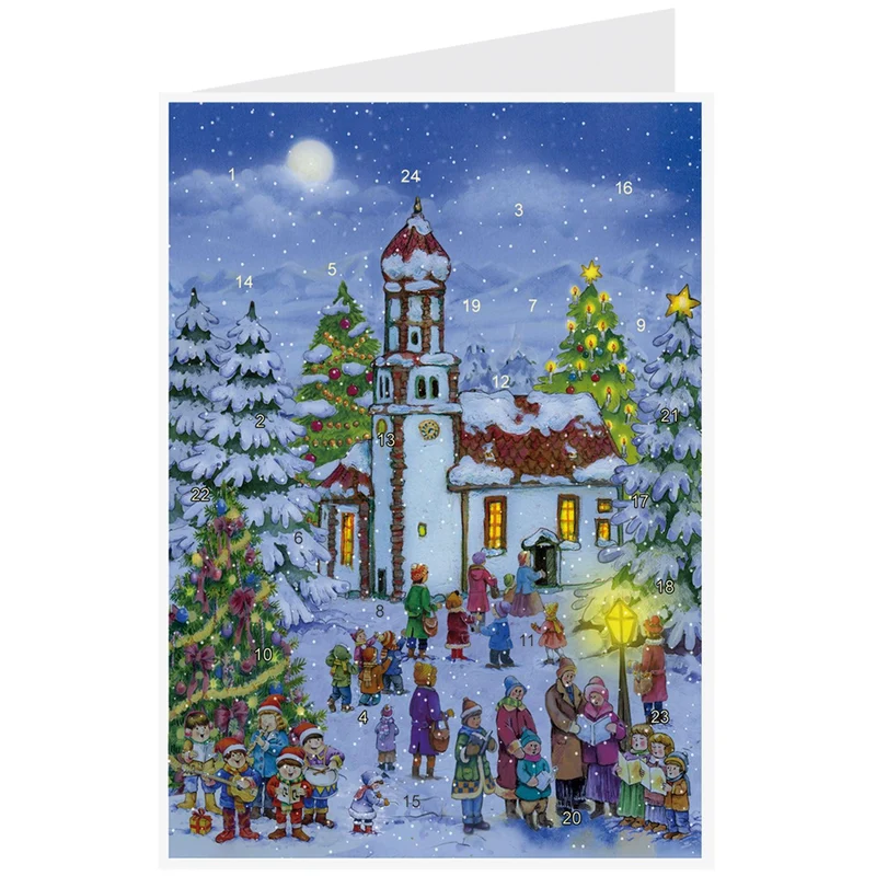 Postcard Advent calendar “Christmas Eve at the Church”