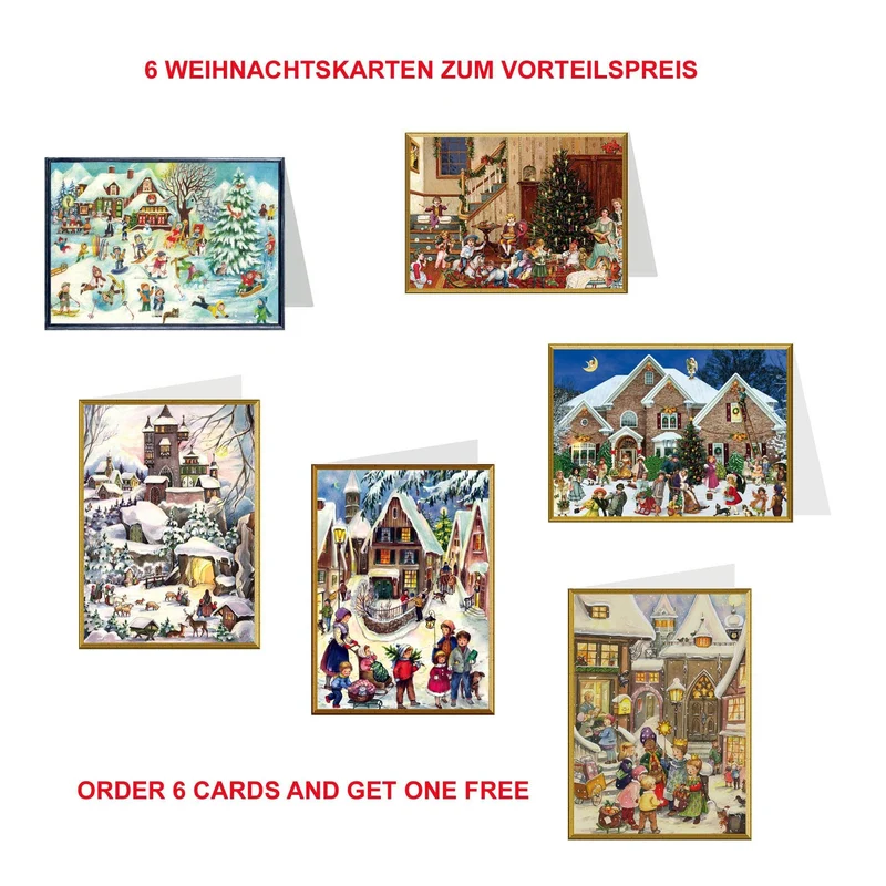 6 Christmas cards assorted at a special price