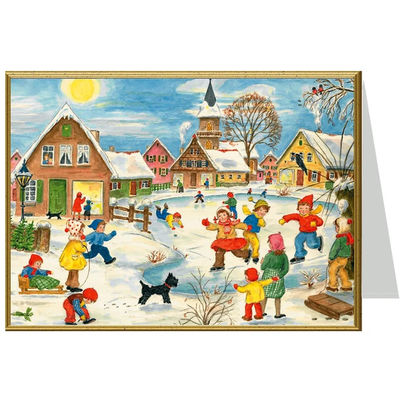 Christmas card “Children Playing in Winter”