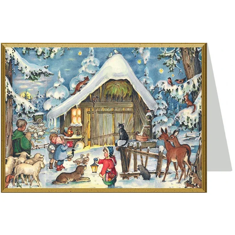 Christmas card “With the Animals at the Stable”