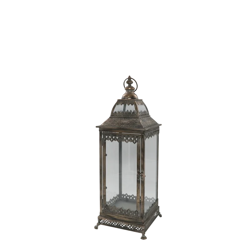 Ljuslykta med dekor H62/L20/B20 cm antik guld