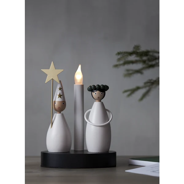 Adventslysestake Lucia og Stjernegutt 16x10x21 cm