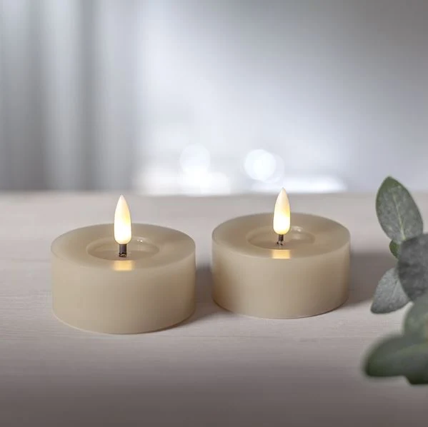 Batteridrivet LED Värmeljus 2-pack Flamme Flow 7x5,5cm Beige