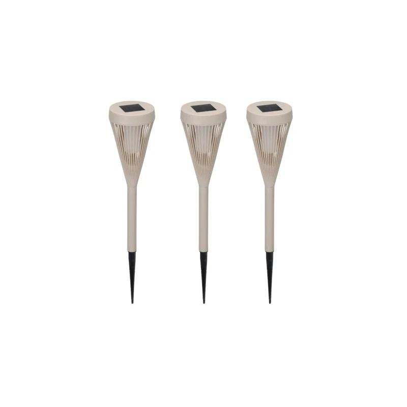 3-pk Solcellelykt beige 8 x 47 cm