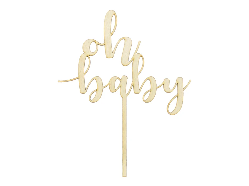 Wooden cake topper Oh baby, 17cm