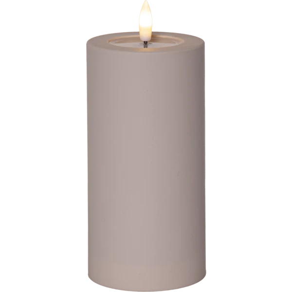 Batteridrivet LED Blockljus UTOMHUS Flamme Soft Beige 17,5 cm