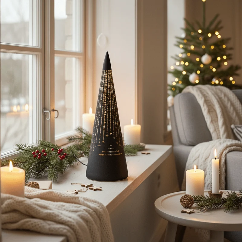 LED-ljus "Det lyser..." Svart kon 30 cm