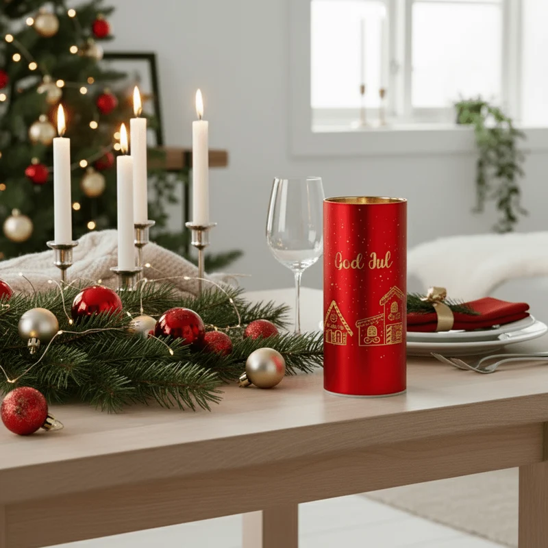 LED-ljus God Jul röd 7 x 15 cm