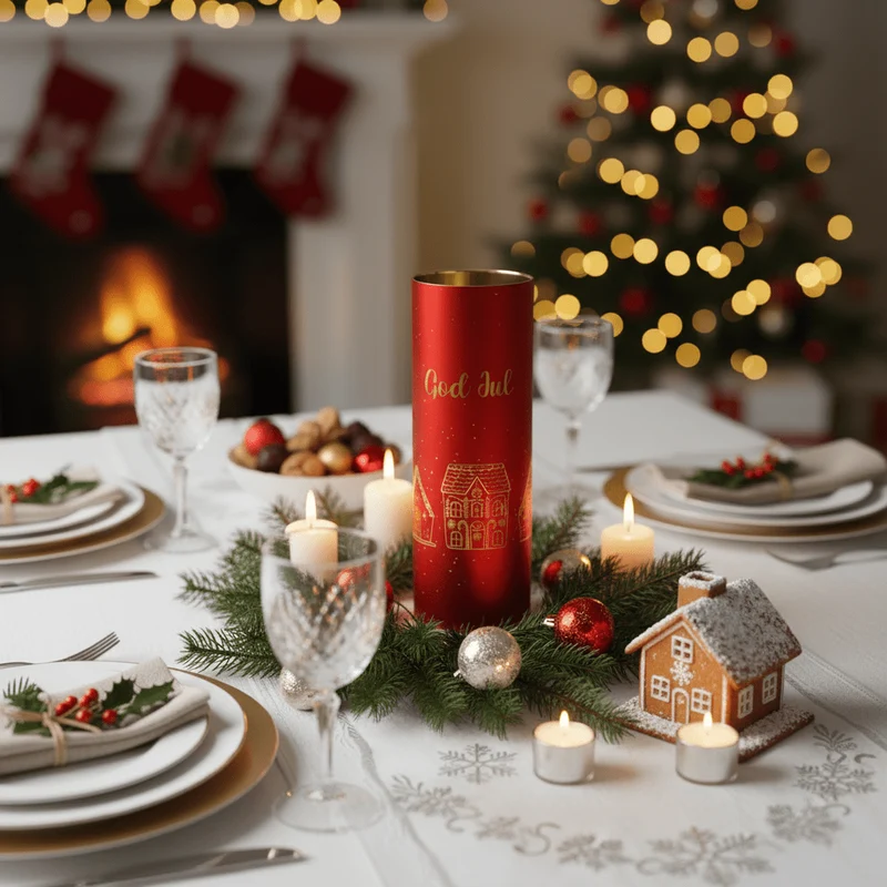 LED-ljus God Jul röd 9 x 25 cm