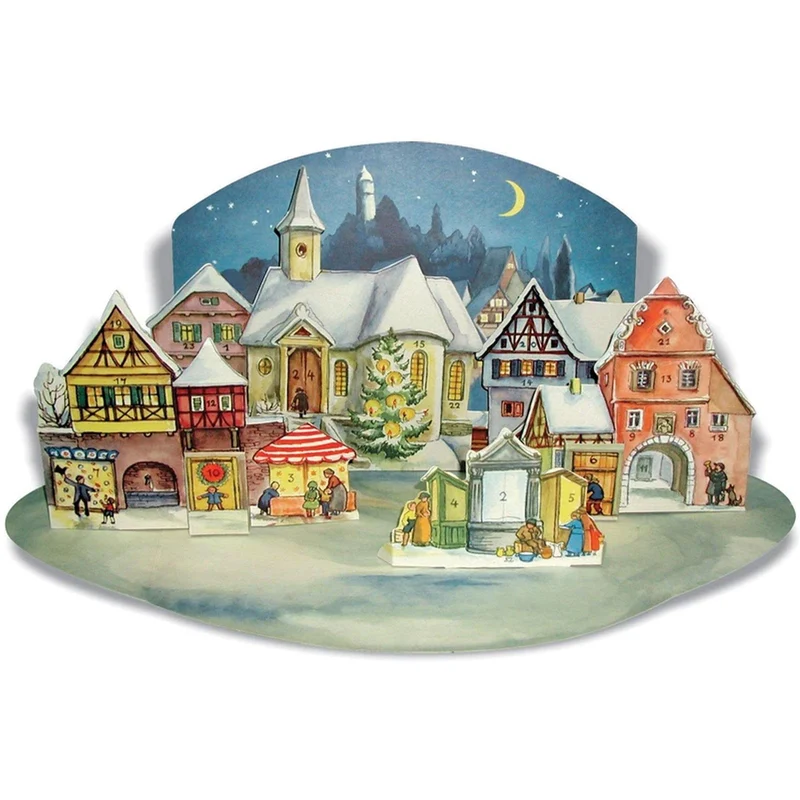 Standing Advent calendar “Little Town in the Moonlight”