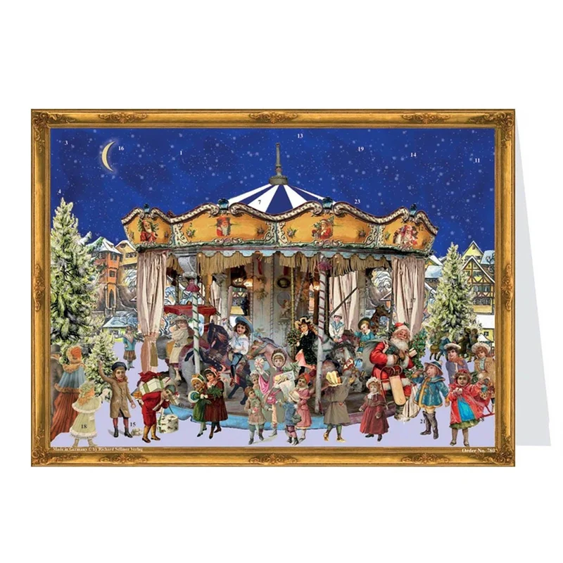 Postcard Advent calendar Christmas Carousel