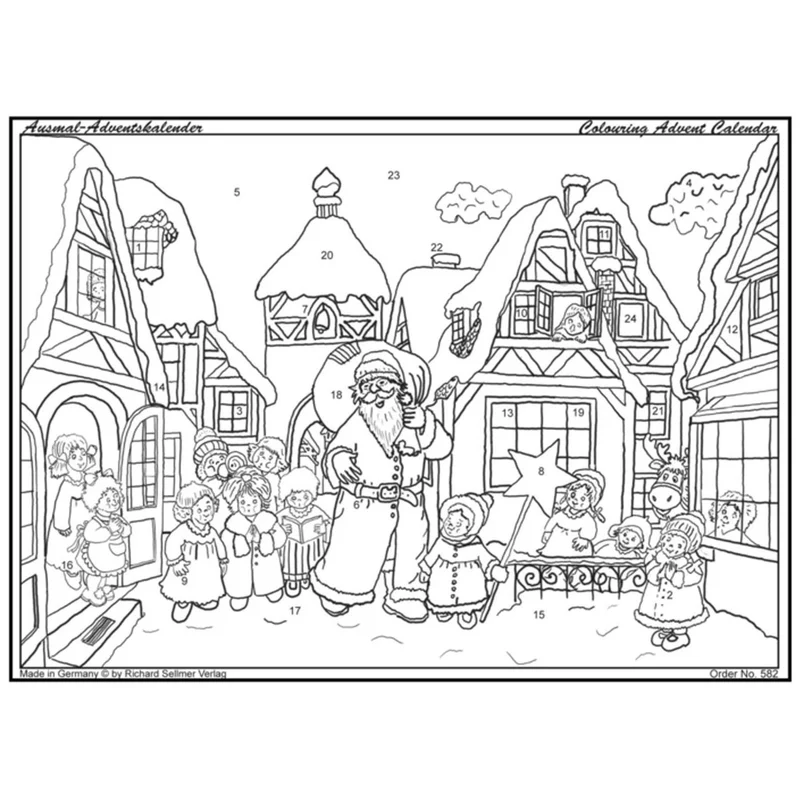 Coloring Advent calendar “Santa Claus Is Coming to Town”