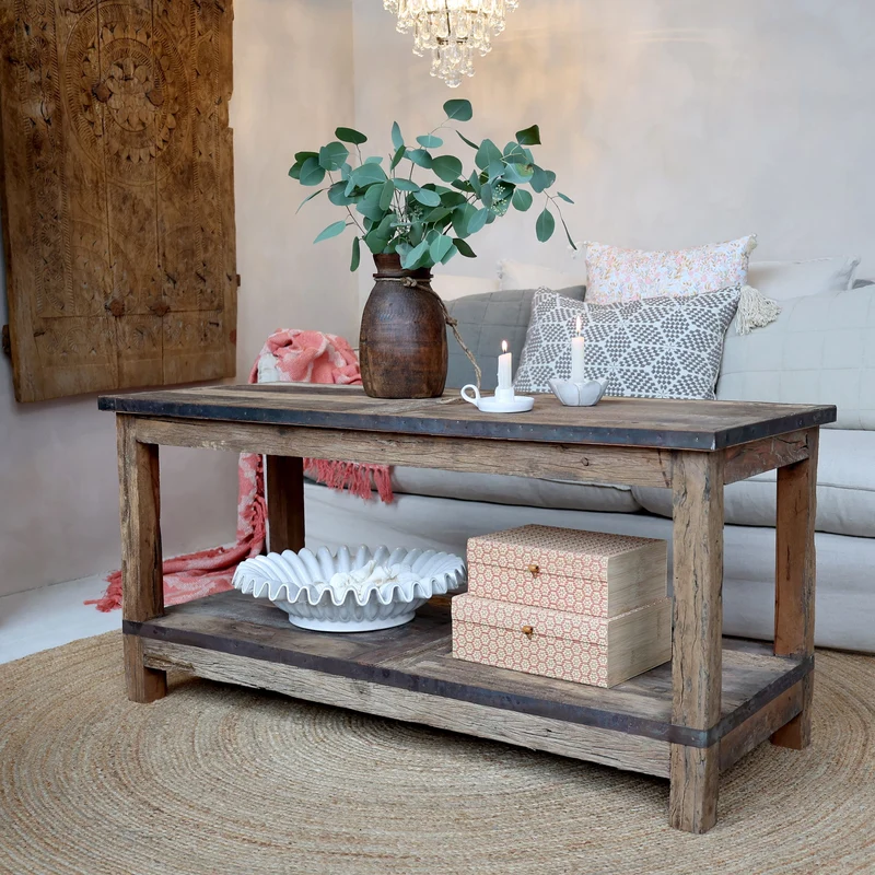 Chic Antique Soffbord m. hylla H56/L123/B49 cm natur