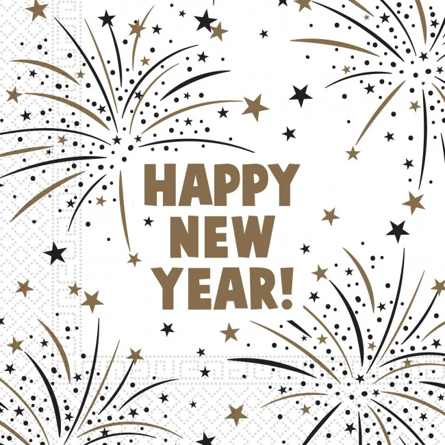 20 Two-Ply Paper Napkins 33x33cm - Happy New Year Flares