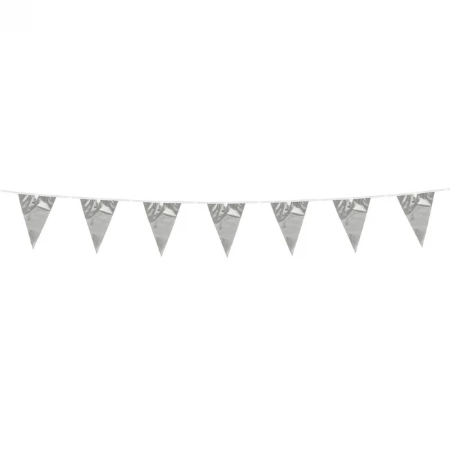 Bunting 3m. silver metallic - size flags:10x15cm