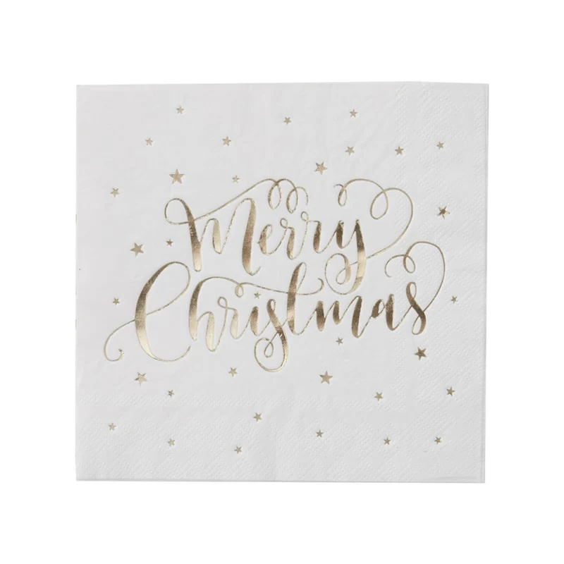 Gold Foiled Merry Christmas Napkins