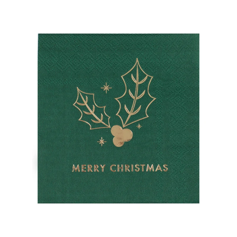 Green Merry Christmas Cocktail Napkins