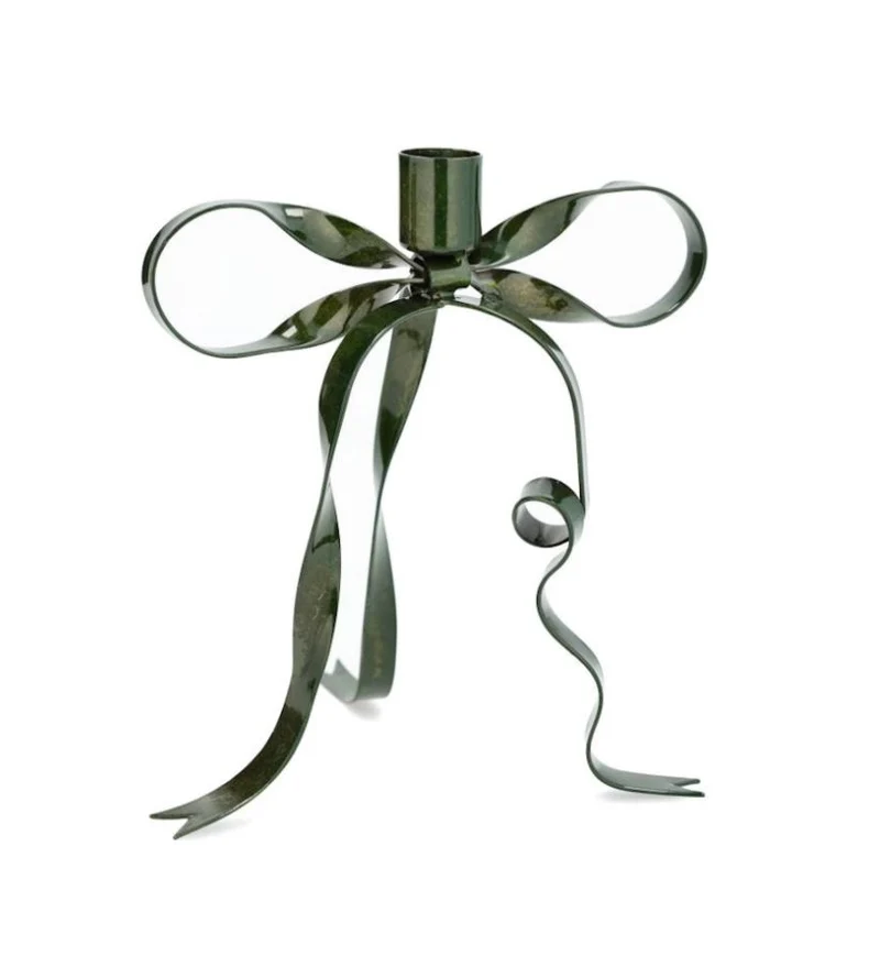 Ljusstake 2-pack Rosett Stående 18 cm Mörkgrön