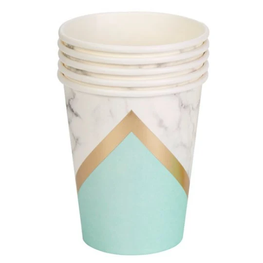 COLOUR BLOCK MARBLE MINT PAPER CUPS (8)
