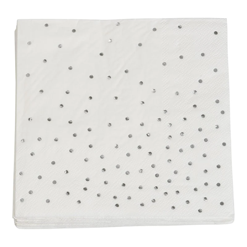 PAPER NAPKINS 33 x 33 CM DOTS SILVER 16-P