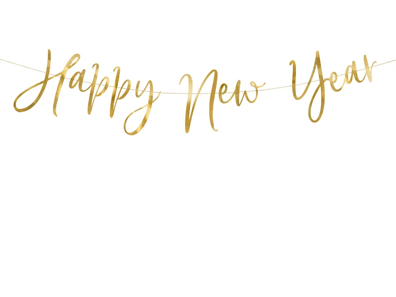 Banner Happy New Year, gold, 66x18cm