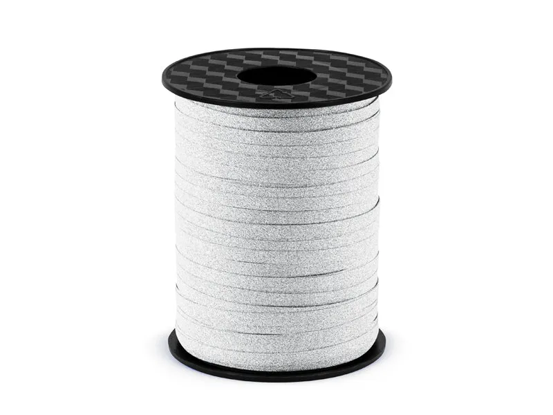 Plastic ribbon, silver, 5mm/225m