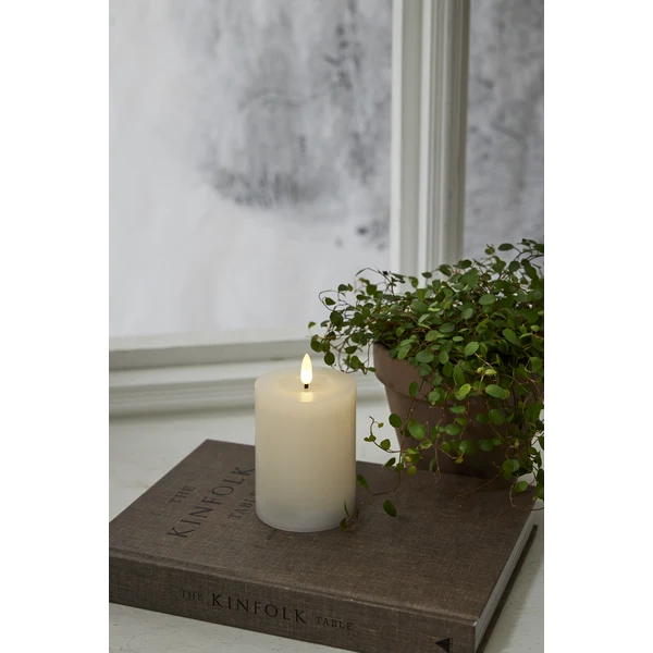 Batteridrivet LED Blockljus Flamme Flow Vit 12,5 cm