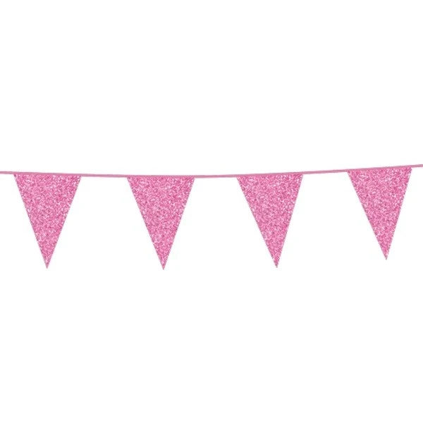Flaggirlang Ljusrosa Glitter 6m