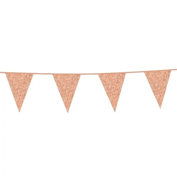Flaggirlang Roséguld Glitter 6m