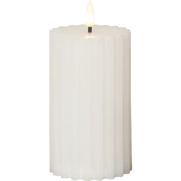 Batteridrivet LED Blockljus Flamme Stripe Vit 15 cm