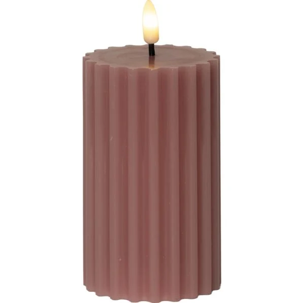 Batteridrivet LED Blockljus Flamme Stripe Gammelrosa 15 cm