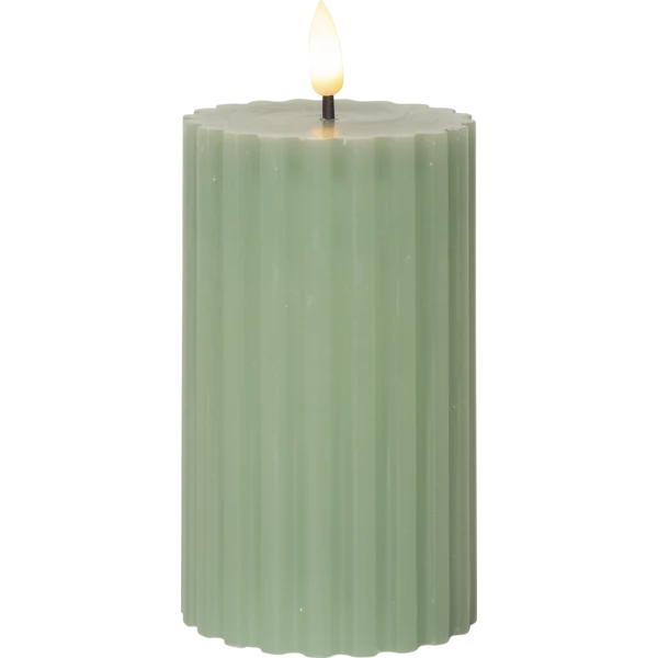 Batteridrivet LED Blockljus Flamme Stripe Grön 15 cm