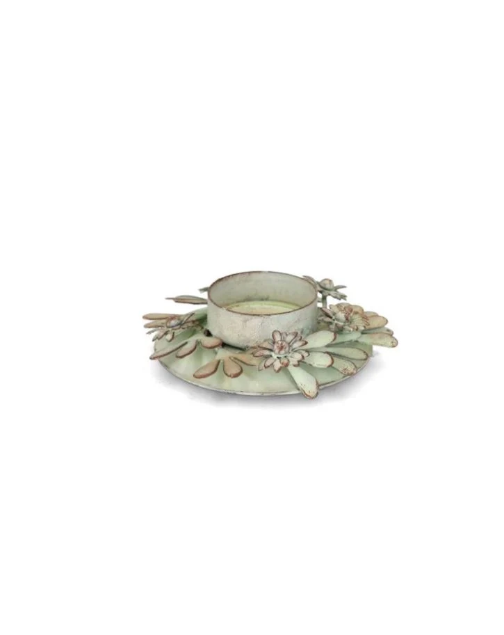 Ljushållare 2-pack Floral Green Ø10 cm REA