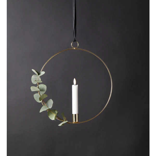 Ljusstake hängande Ring ink. LED ljus Mässing