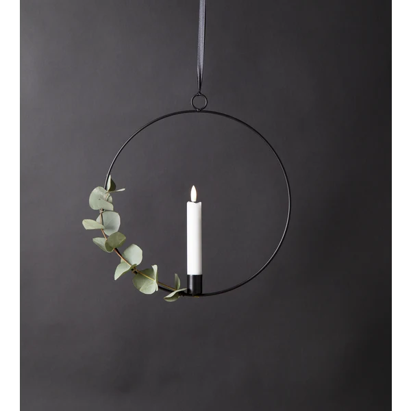 Ljusstake hängande Ring ink. LED ljus Svart