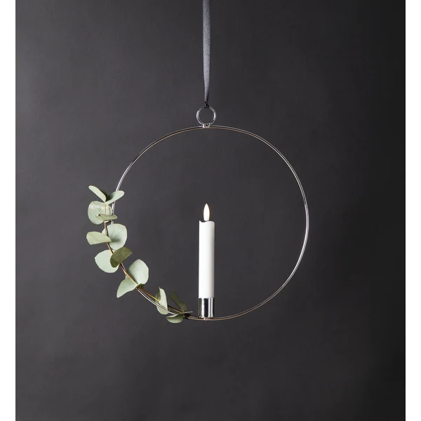 Ljusstake hängande Ring ink. LED ljus Silver