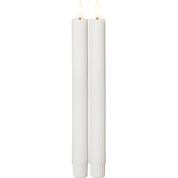 Batteridrivet LED Antikljus 2-pack Flamme Stripe 25 cm Vit