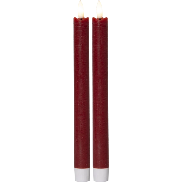 Batteridrivet LED Antikljus 2-pack Flamme Rustic 25 cm Röd