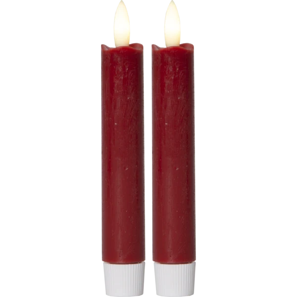 Batteridrivet LED Antikljus 2-pack Flamme Rustic 15 cm Röd