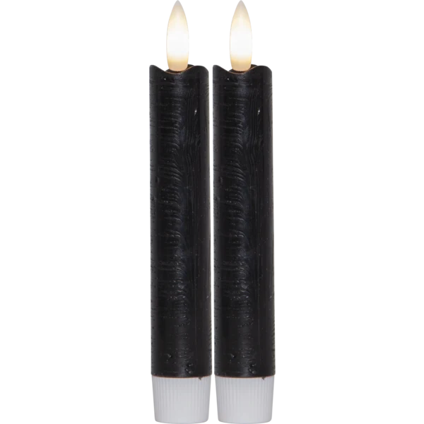 Batteridrivet LED Antikljus 2-pack Flamme Rustic 15 cm Svart